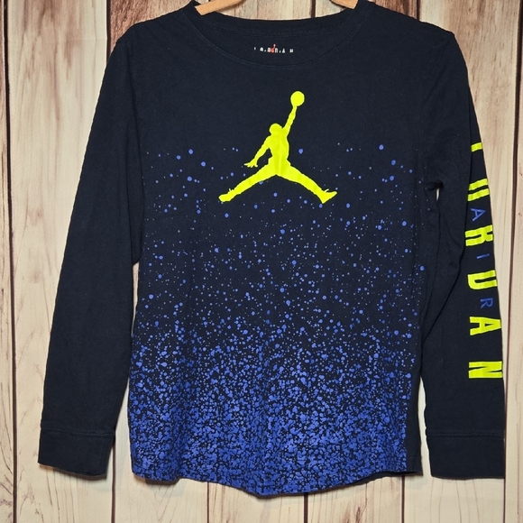 Jordan Other - Jordan Kids Long Sleeve Tee - Navy and Neon Yellow Size XL Youth
